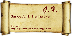 Gercsák Hajnalka névjegykártya